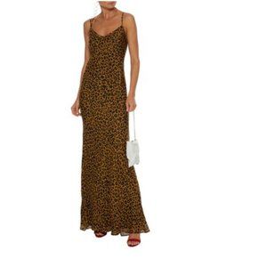 MICHELLE MASON Draped Lamé Gown In Animal Print US L 10